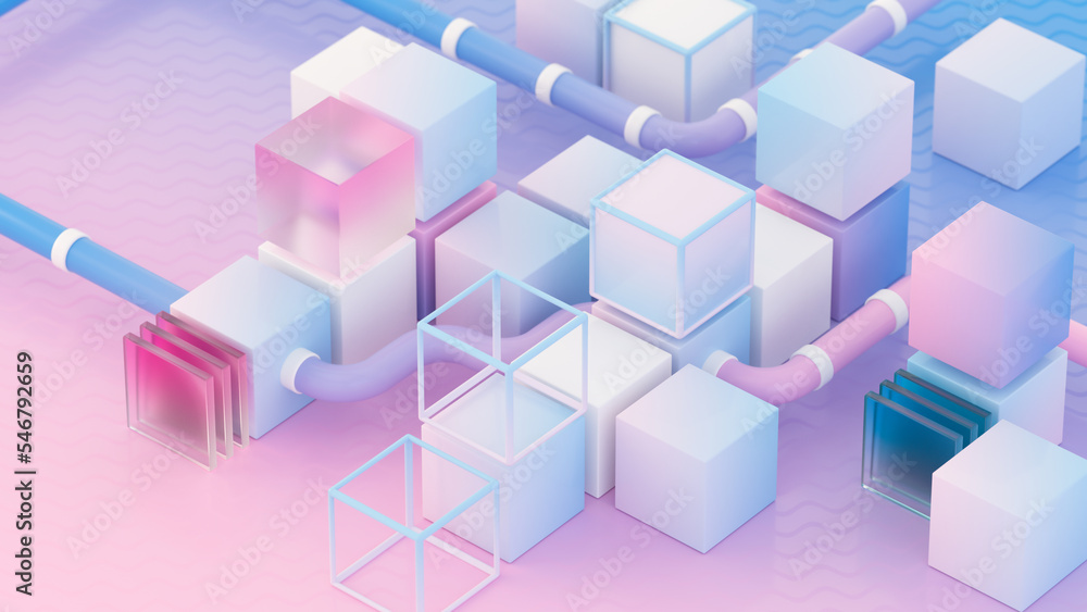 Cubes 3D Illustration Startup Concept Cubes 3D Illustration Startup Concept