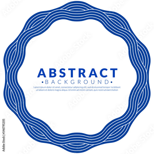 Abstract water line round frame. Circle frames with blue wave patterns isolated on white background. Japanese style concept. Border template.