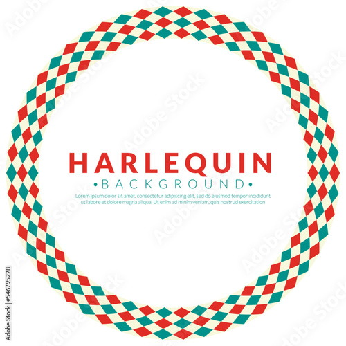 Abstract rhombus round frame. Circle frames with classic harlequin check patterns isolated on white background. Vintage concept. Border template..