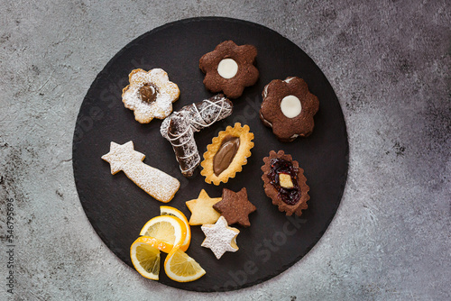 Christmas cookies with festive decorations