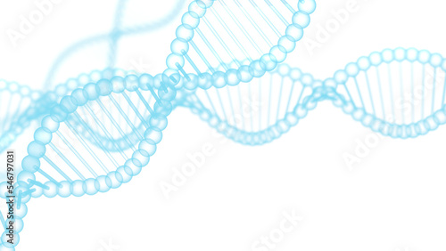 Science Molecular Blue DNA Model Structure under white flash lighting background. 3D illustration. 3D CG. 3D high quality rendering. PNG file format.