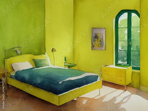 Wallpaper Mural 黄緑色のベッドルーム Torontodigital.ca