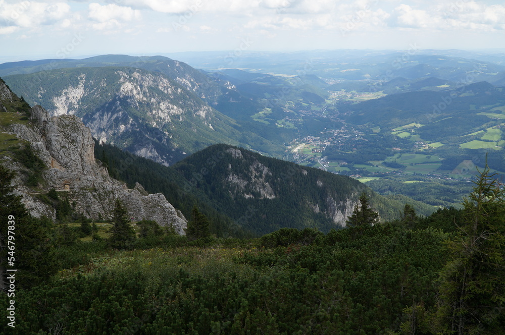 Wonderful panoramic mountain scenery in Austria. Rax and Schneeberg areain lower austria.
