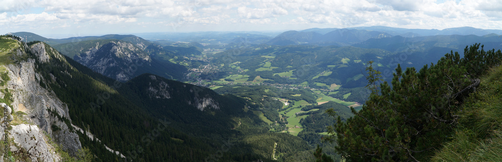 Panoramic view from Rax Plateau near Ottohaus, Lower Austria, Austria