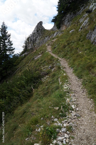 Wonderful idyllic mountain hiking trail onto mount rax in lower austria, austria.