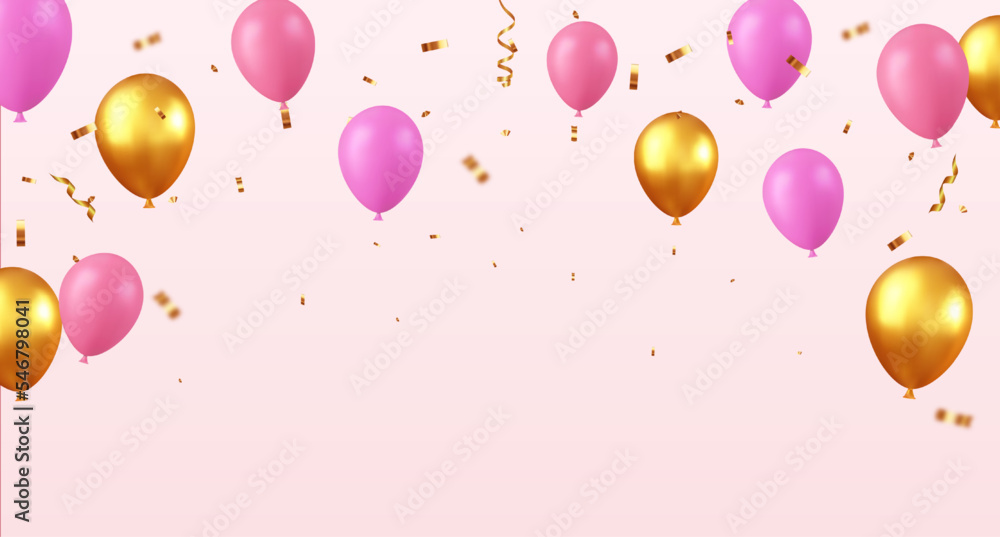 Celebration party banner with color balloons background.