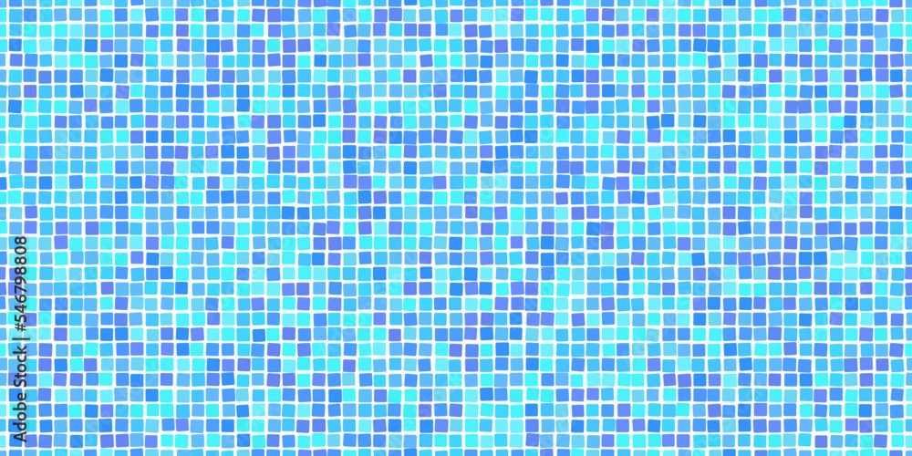 Pastel blue swimming pool mosaic tile seamless pattern. Abstract vector background. Shower or kitchen floor and wall decoration. Bathroom with modern interior design. Texture of tiny squares Pastel blue swimming pool mosaic tile seamless pattern. Abstract vector background. Shower or kitchen floor and wall decoration. Bathroom with modern interior design. Texture of tiny squares
