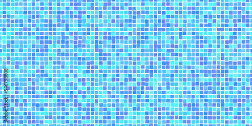 Pastel blue swimming pool mosaic tile seamless pattern. Abstract vector background. Shower or kitchen floor and wall decoration. Bathroom with modern interior design. Texture of tiny squares