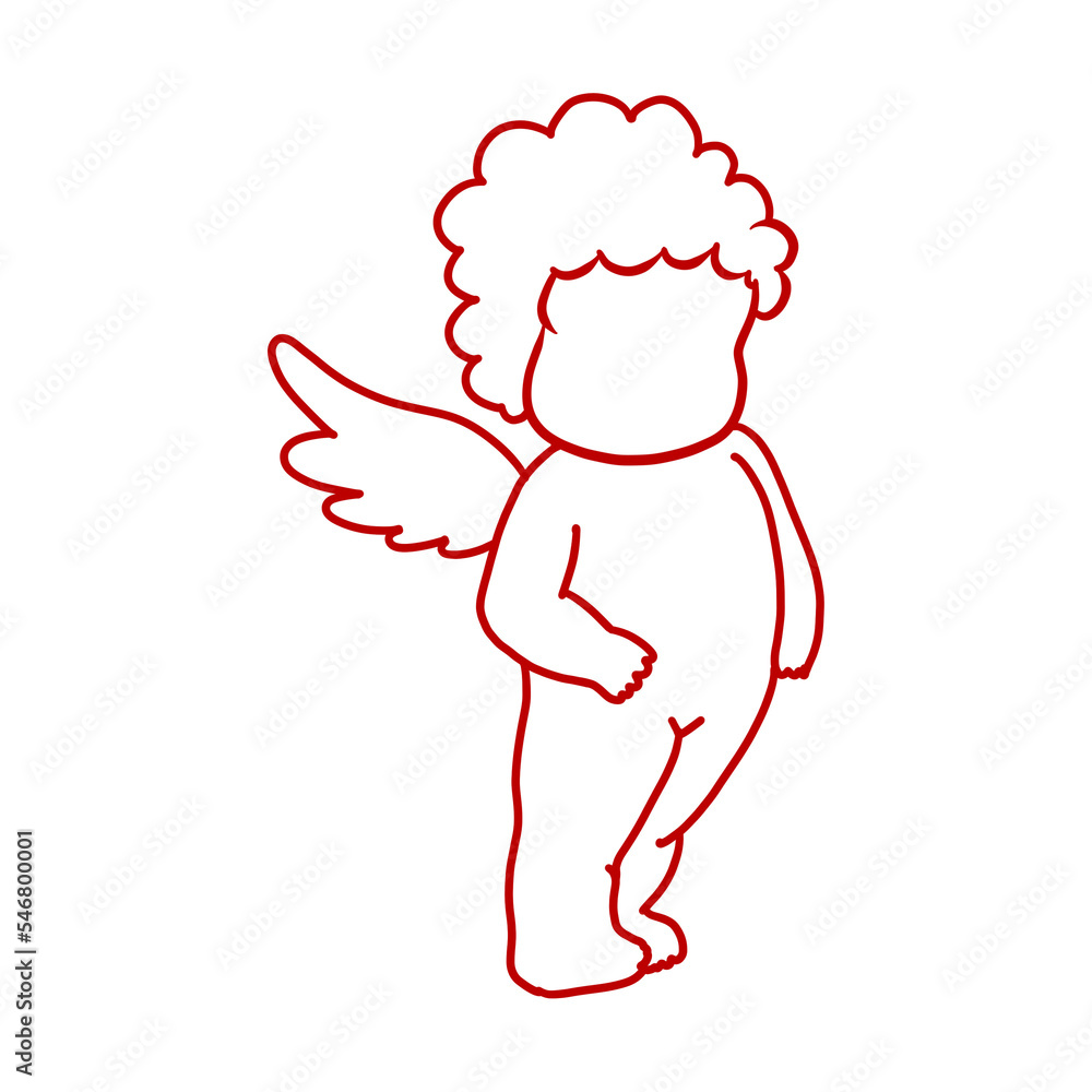 Obraz premium Red Cupid Outlined