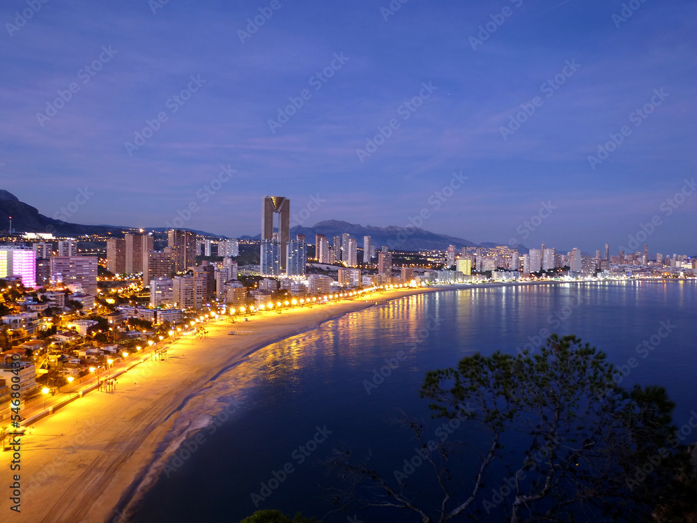 Obraz premium Benidorm. Sunset. Panoramic.