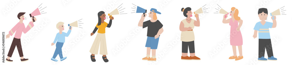 People character with megaphone. Character design. People character with megaphone. Character design.