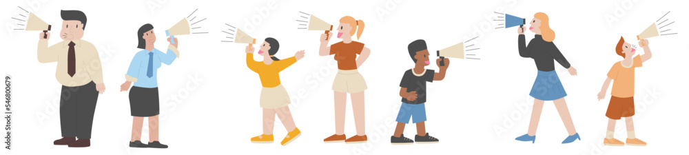 People character with megaphone. Character design. People character with megaphone. Character design.