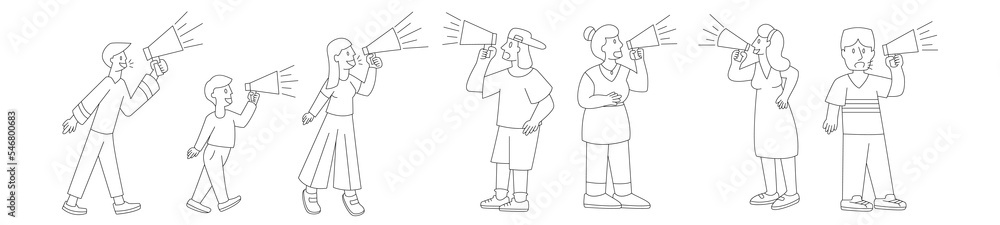 People character with megaphone. Character design. People character with megaphone. Character design.