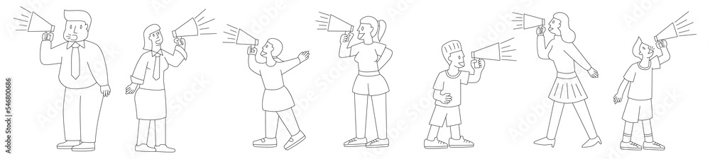 People character with megaphone. Character design. People character with megaphone. Character design.