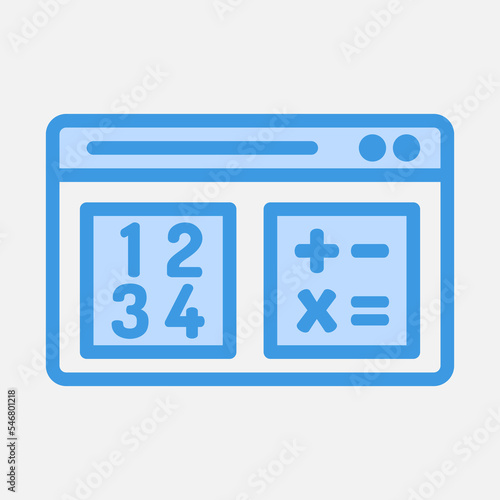 Mathematics learning icon in blue style, use for website mobile app presentation