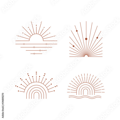 collection of icons and symbols  sun for decoration. geometric design vector element design template