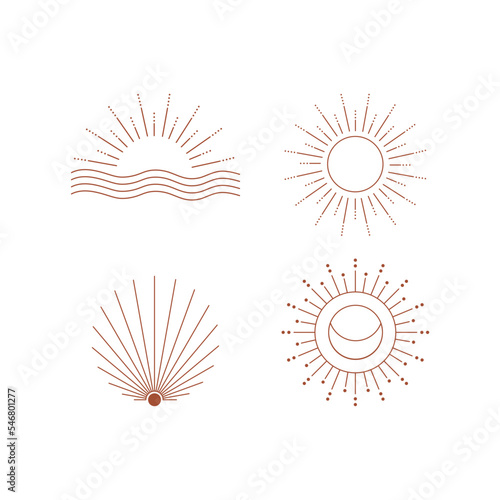 collection of icons and symbols  sun for decoration. geometric design vector element design template