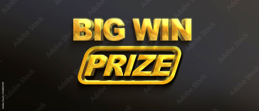 Mega prize gold 3D letters on a black background. For games on a smartphone and slot machines or casinos. Used for advertising or as a call to action. 3D illustration Mega prize gold 3D letters on a black background. For games on a smartphone and slot machines or casinos. Used for advertising or as a call to action. 3D illustration
