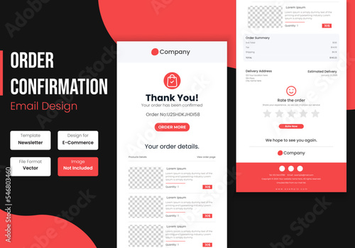 E-commerce order confirmation email template design	
