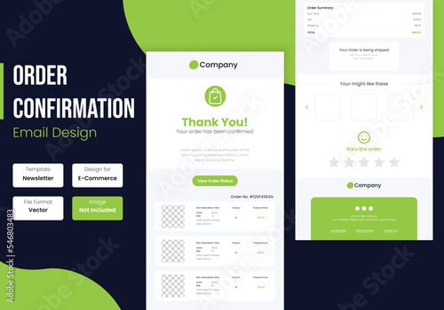 E-commerce order confirmation email template design	
