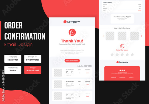 E-commerce order confirmation email template design	
