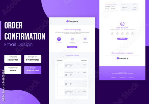 E-commerce order confirmation email template design	
