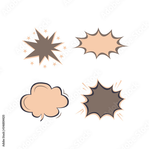 Collection of blank comic speech bubbles. Retro cartoon stickers. Art style for design. Vector illustration