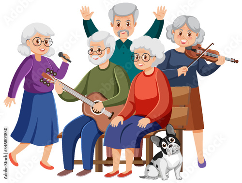Senior people playing musical instrument