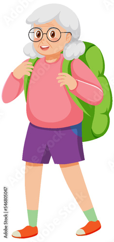 Senior woman tourist with backpack