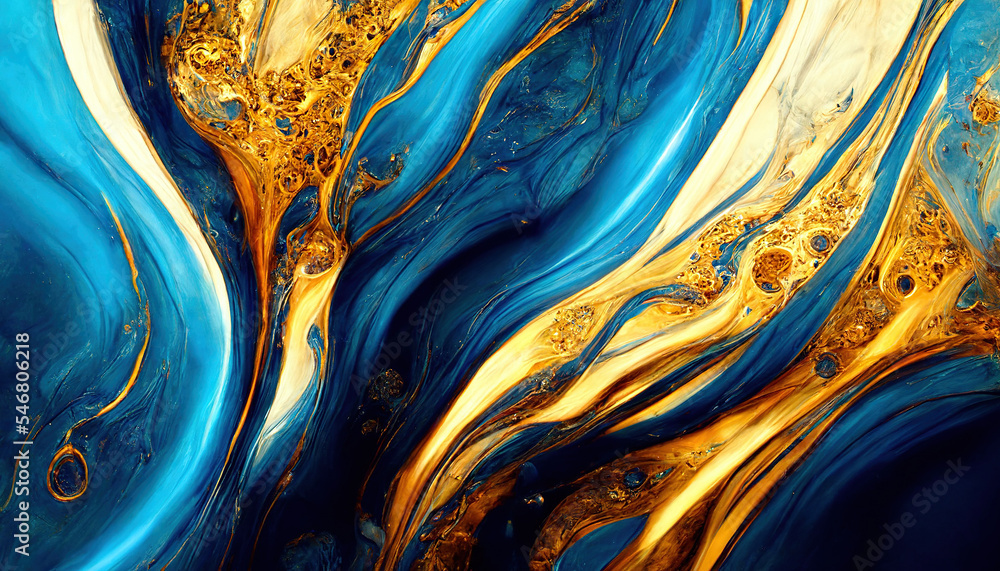 Abstract gold and blue luxury marble background. Marbling texture ...