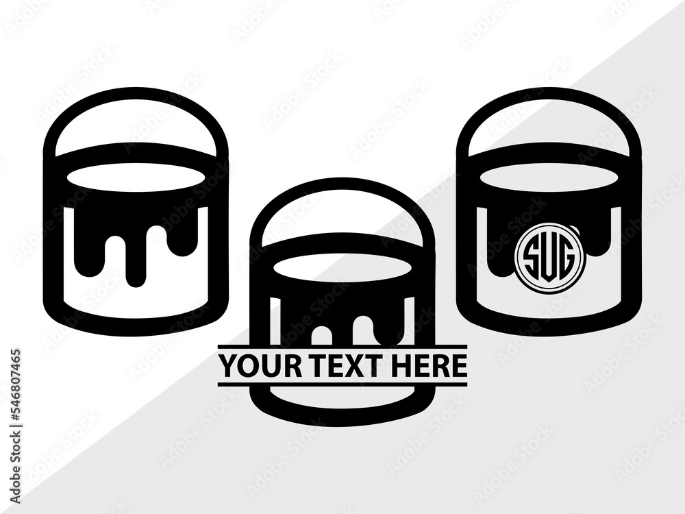 Paint Bucket Monogram, Paint Bucket Silhouette, Painter Svg, Painting