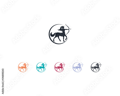 Centaur Archer, mythology creature, Sagitarius Zodiac Sign vector logo icon, fastarch logo from fast archer woman centaur vector for logo, sign, emblem or symbol graphic design vector illustration photo