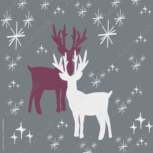 christmas background with deer © Елена Заступ
