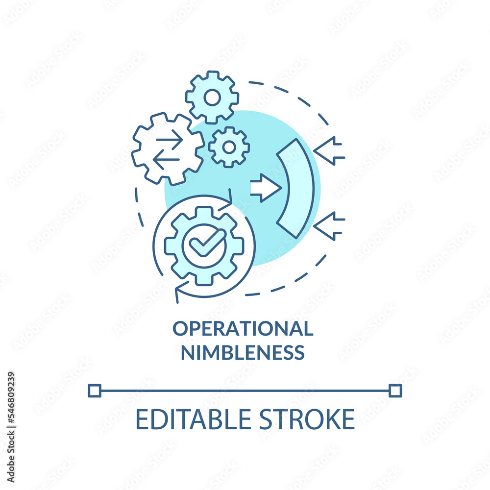 Operational nimbleness turquoise concept icon. Data management. Adjustment abstract idea thin line illustration. Isolated outline drawing. Editable stroke. Arial, Myriad Pro-Bold fonts used Operational nimbleness turquoise concept icon. Data management. Adjustment abstract idea thin line illustration. Isolated outline drawing. Editable stroke. Arial, Myriad Pro-Bold fonts used