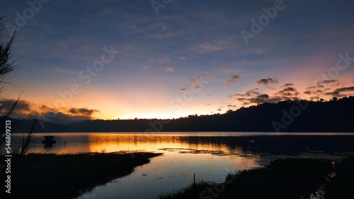 view in the afternoon on the shores of lake buyan, Bali