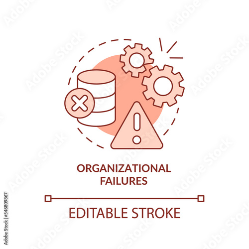 Organizational failures terracotta concept icon. Data management issue abstract idea thin line illustration. Isolated outline drawing. Editable stroke. Arial, Myriad Pro-Bold fonts used