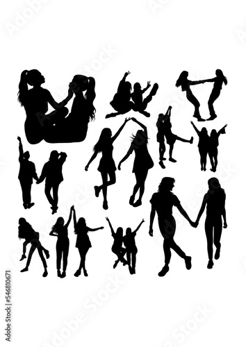 Best friend silhouettes. Good use for symbol, logo, icon, mascot, sign, or any design you want.