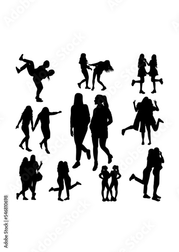 Girl friendship silhouettes. Good use for symbol, logo, icon, mascot, sign, or any design you want.