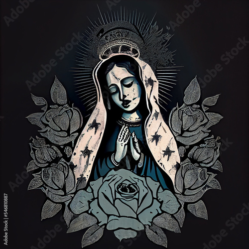 Design illustration beautiful lady of guadalupe mexico saint holy faith photo