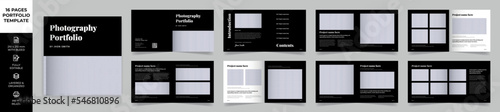 Square Multipurpose Modern Portfolio Design Template, Black Portfolio Brochure Layout, Photography Portfolio Editorial Template, Minimal Magazine Design, Fashion and Look Book Portfolio, Photo Book