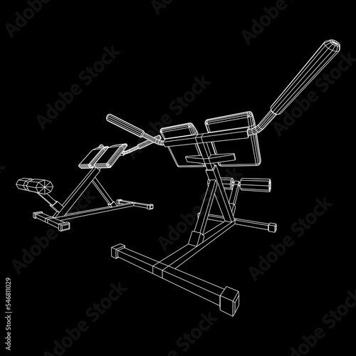Modern exercise machine for the back and abs. Hyperextension simulator.