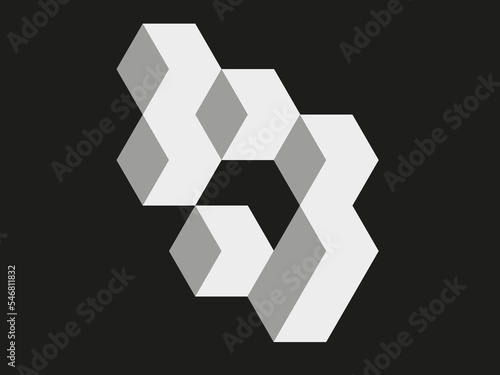 polygon with square 3d abstract isolated template
