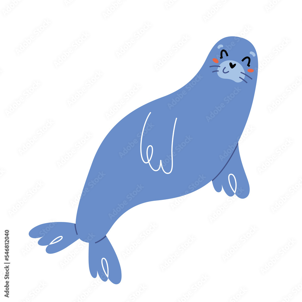 Cute sea lion, fur seal swimming and smiling, adorable ocean animal, flat  cartoon, vector illustration isolated on white background Stock Vector |  Adobe Stock