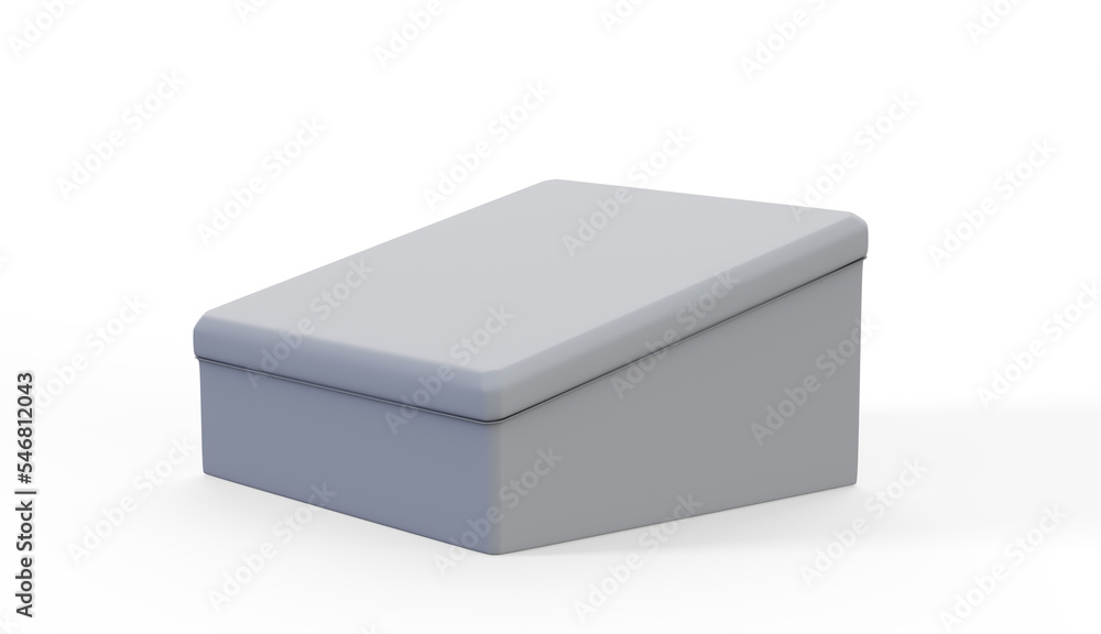 Booth or kiosk with rollup 3d render Booth or kiosk with rollup 3d render