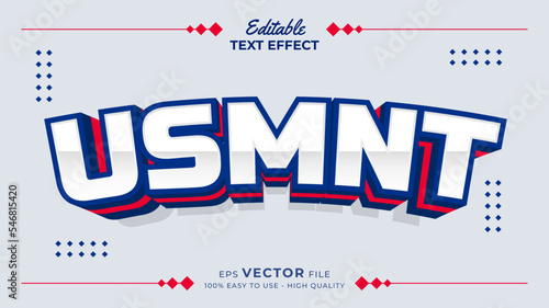 Editable text style effect - United States men's national soccer team for Qatar 2022 FIFA world cup soccer championship