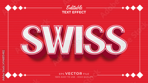 Editable text style effect - Swiss football for Qatar 2022 FIFA world cup soccer championship
