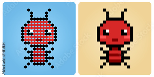8 bit pixel ant character. Animals for game assets and beads pattern in vector illustrations. © Two Pixel