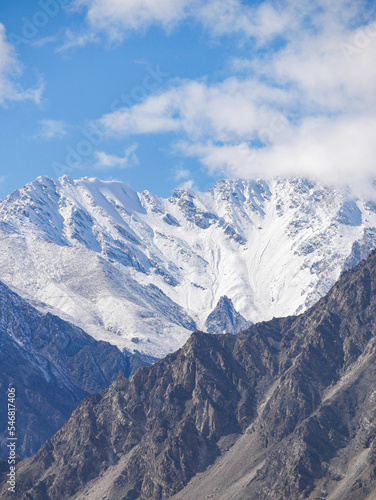Stunning Mountainous Landscape Karimabad in the Pakistani-Administered Kashmir Region of Gilgit-Baltistan on a Bright Morning - Vertical Shot