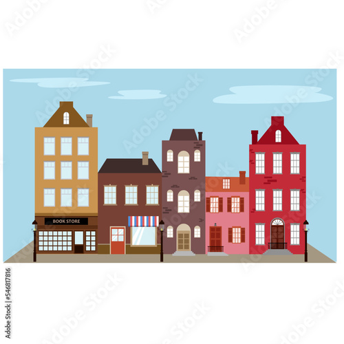 Fototapeta Naklejka Na Ścianę i Meble -  Amsterdam street with colorful houses 