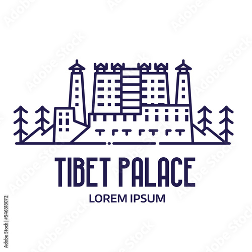 Fotobehang Dalai Lama Tibet Palace Icon in Line Art